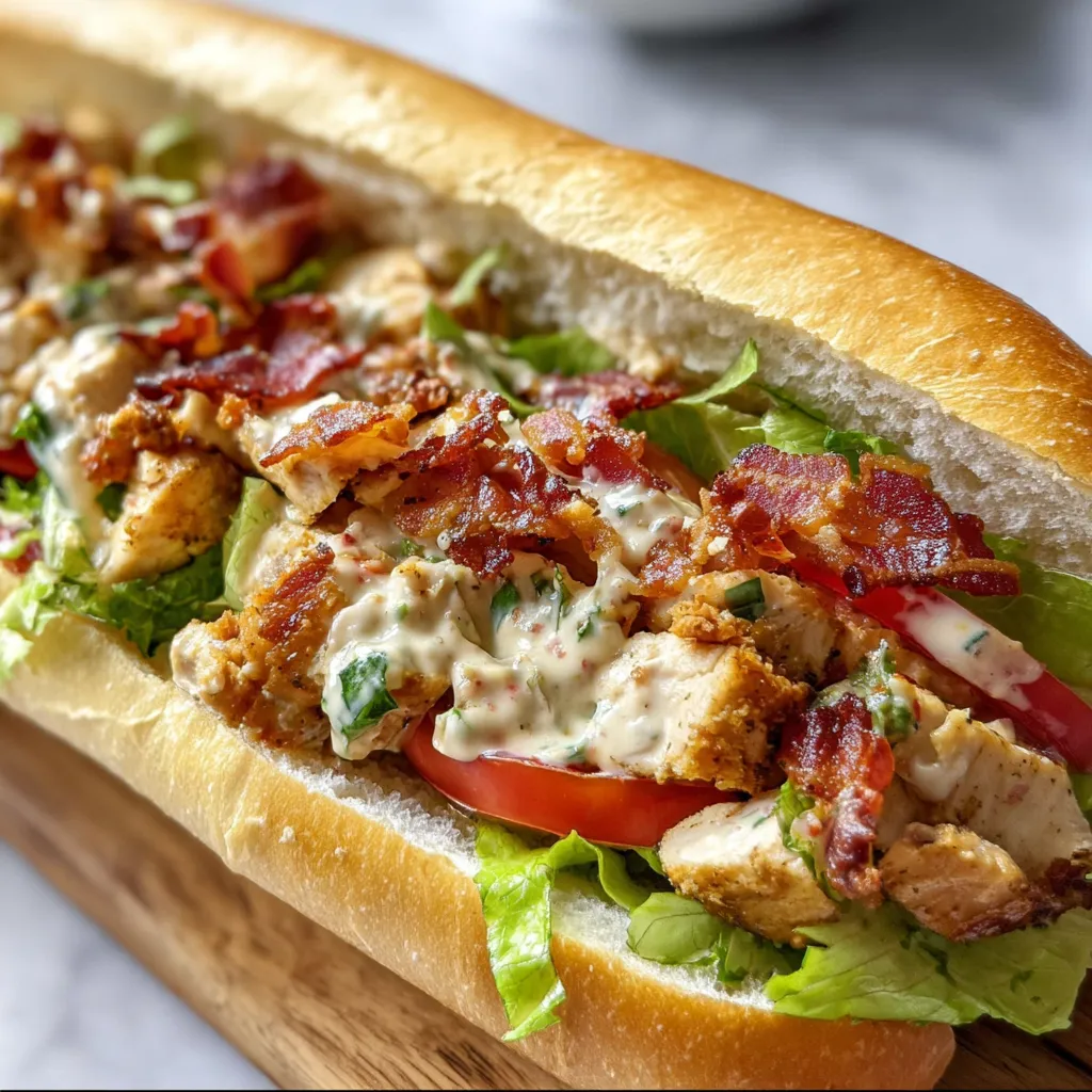 Savory Chopped Chicken Bacon Ranch Sub with Crispy Toppings and Creamy Homemade Ranch - tertiary view